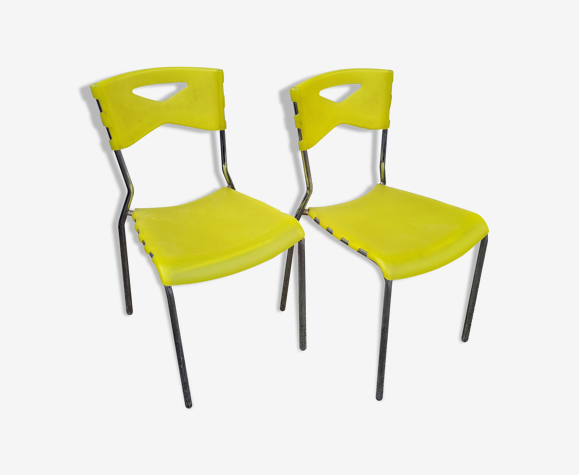 Paire de chaises jaune