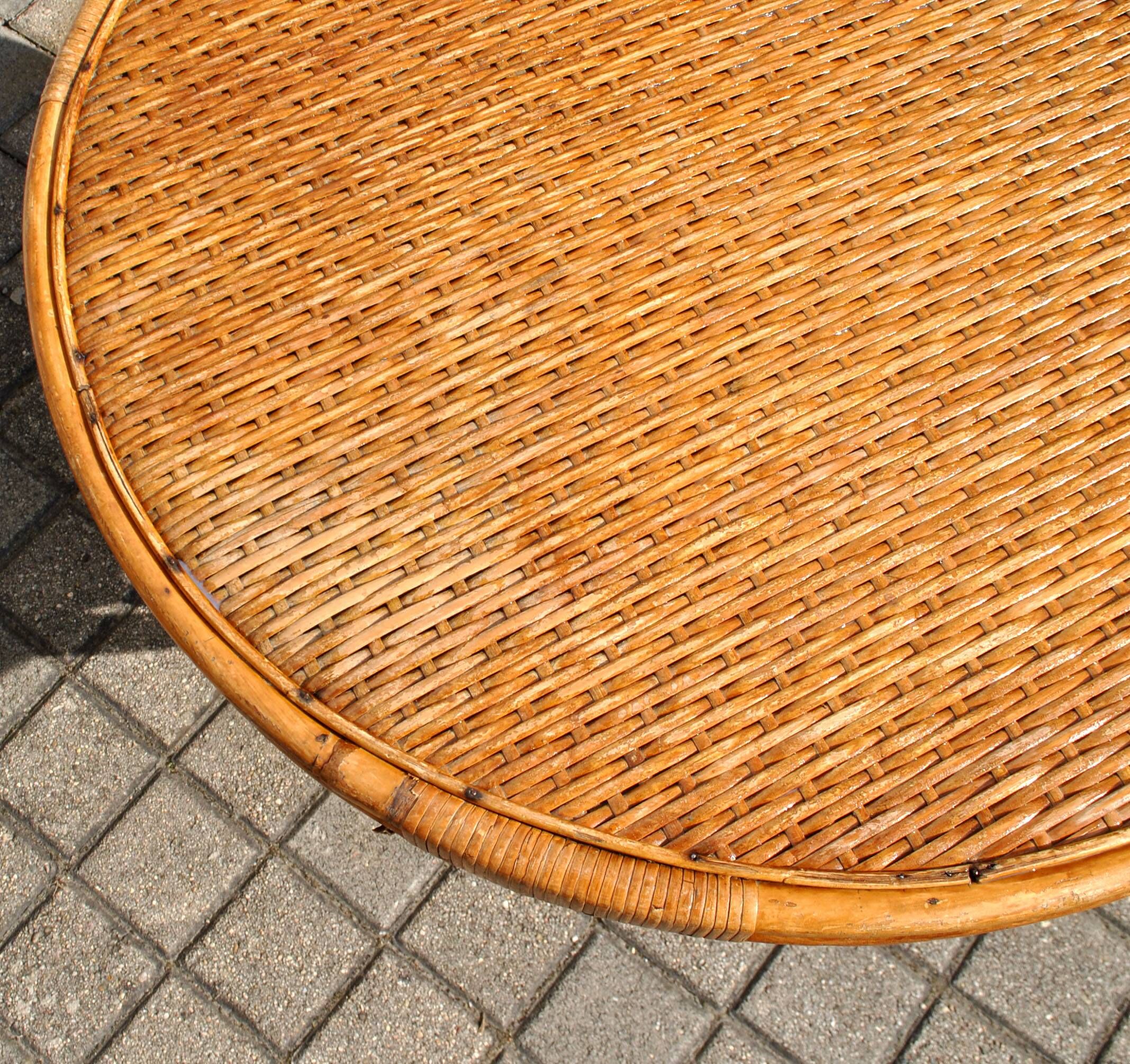 Vintage balcony garden furniture armchairs and table bamboo and rattan 1960