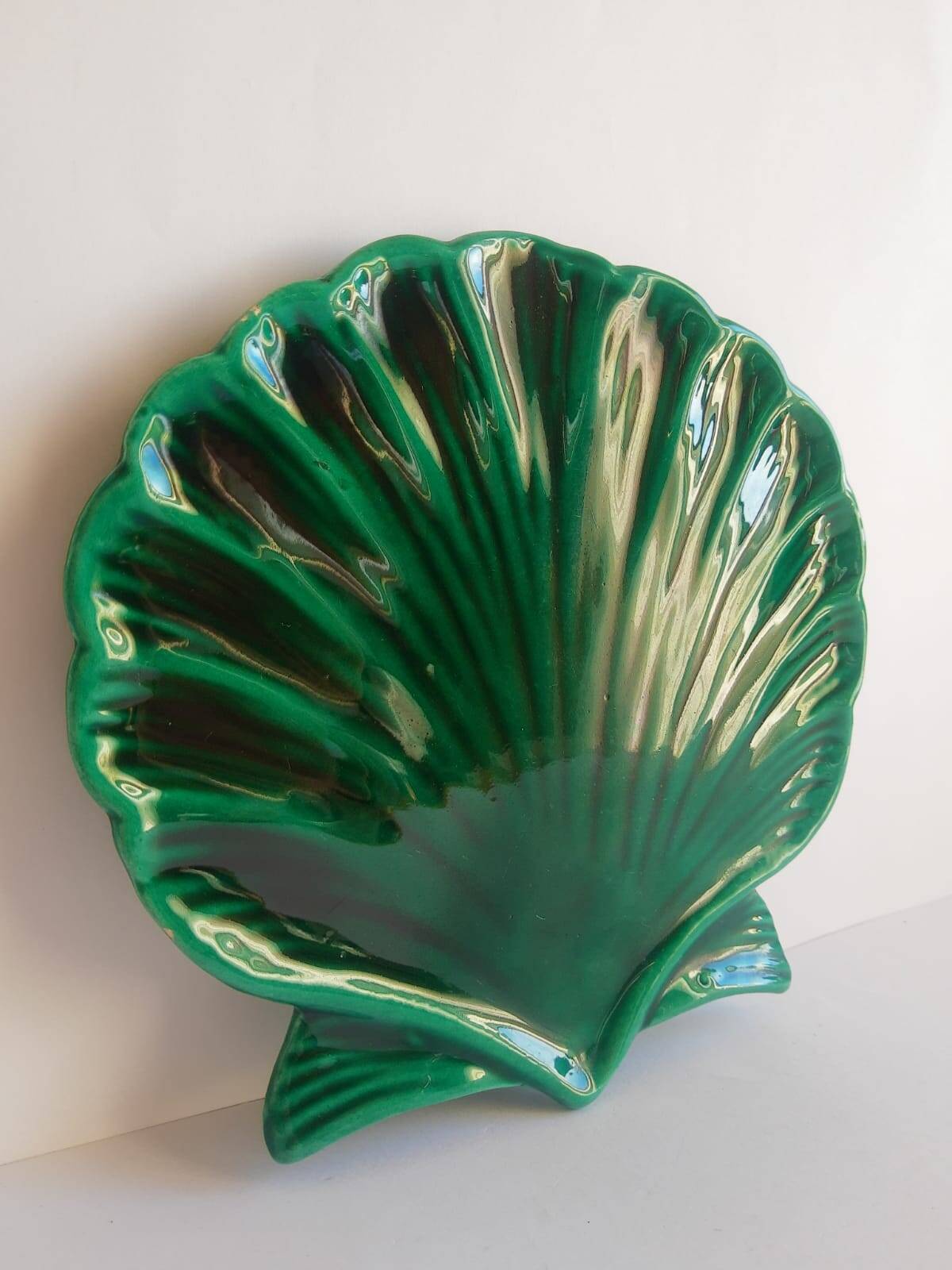 Petit plat coquille vert ancienne vintage