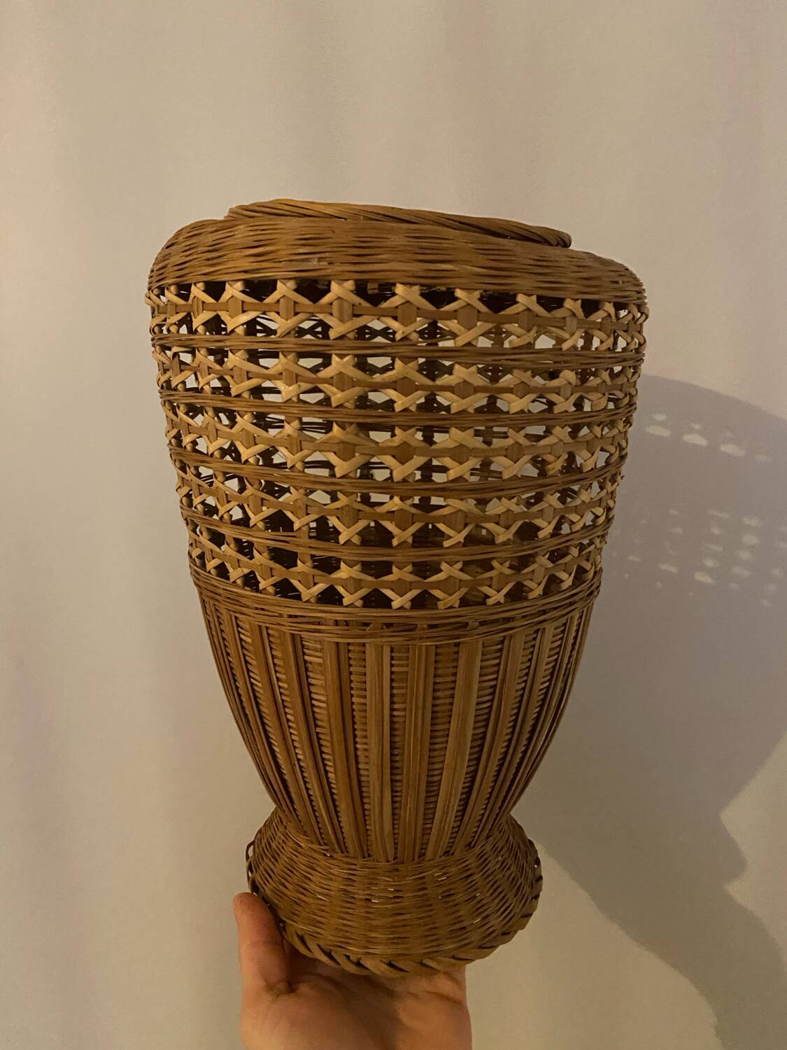 Vintage rattan vase and planter