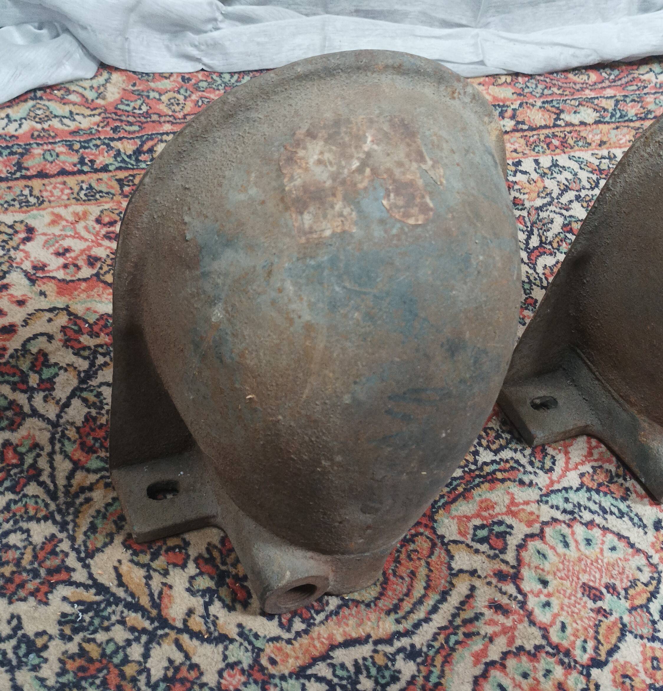 Pair of old cast iron Le Rhône drinking troughs