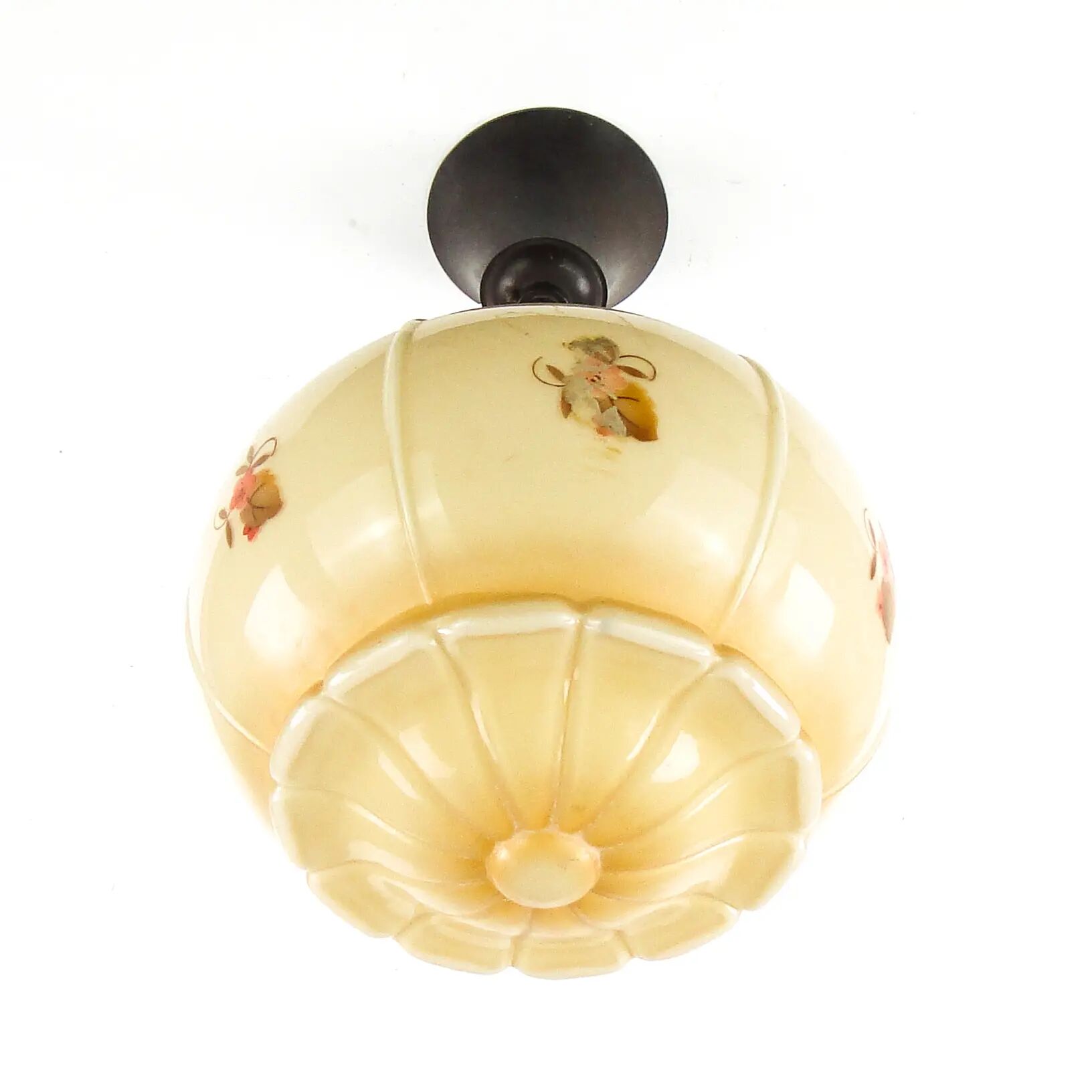 Art Deco ceiling lamp, double-layered glass, ebonite, Germany, 1930s