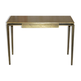 Modern mid-century writing desk Cartier Paris bronze leather