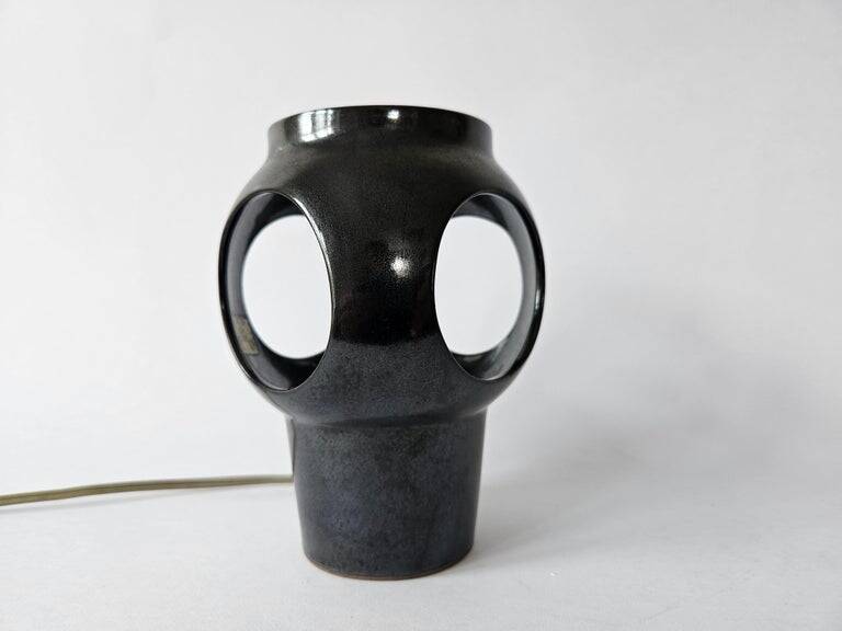 Rare midcentury ceramic table lamp, space age style, 1970s