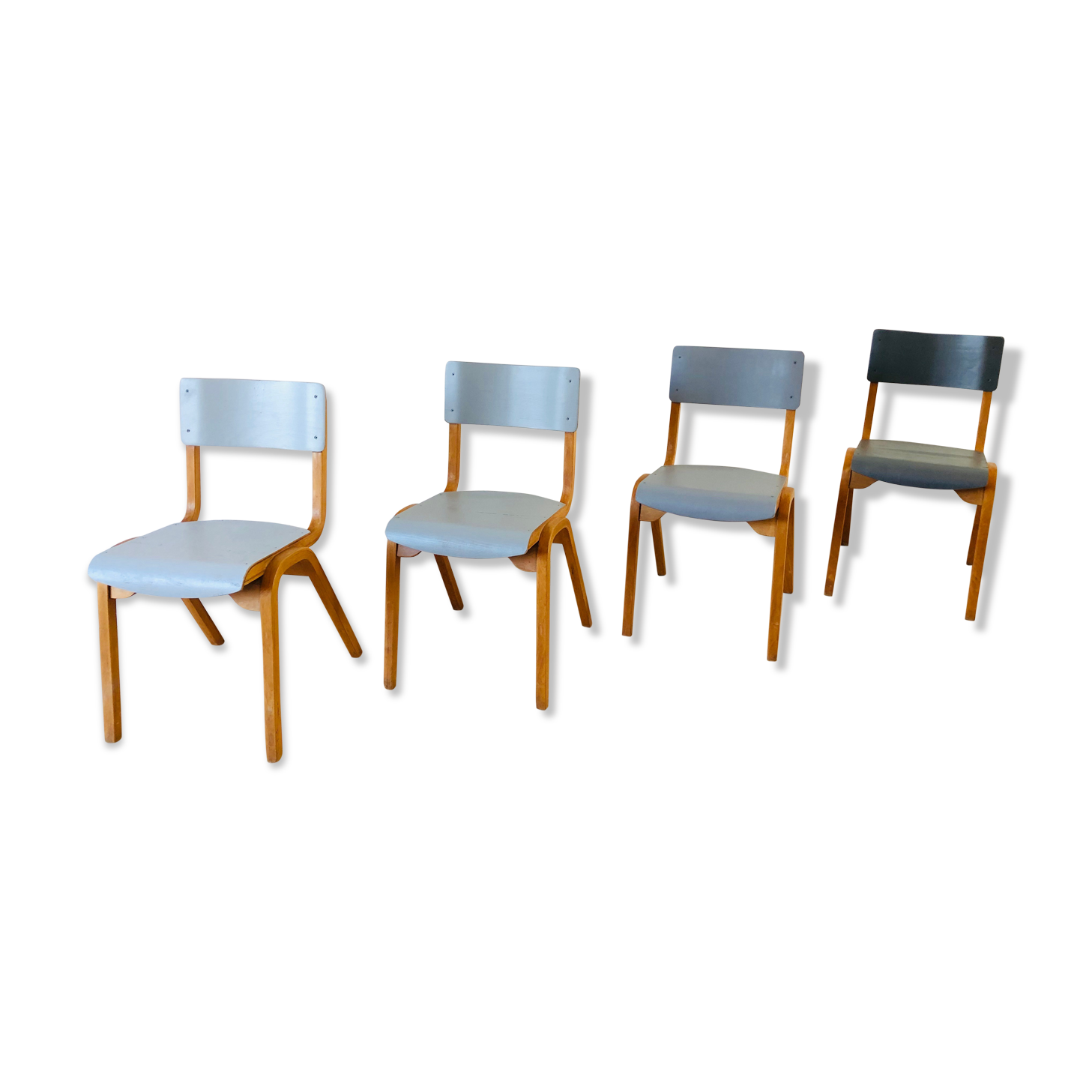 Set of 4 vintage chairs shade of 1960 grey