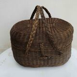 Panier bressan en osier naturel vintage