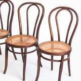 Set of 4 chairs. Bentwood and canning. Vintage. France, 50s