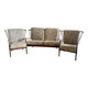 Rare set of armchairs and vintage fan-shaped bench.