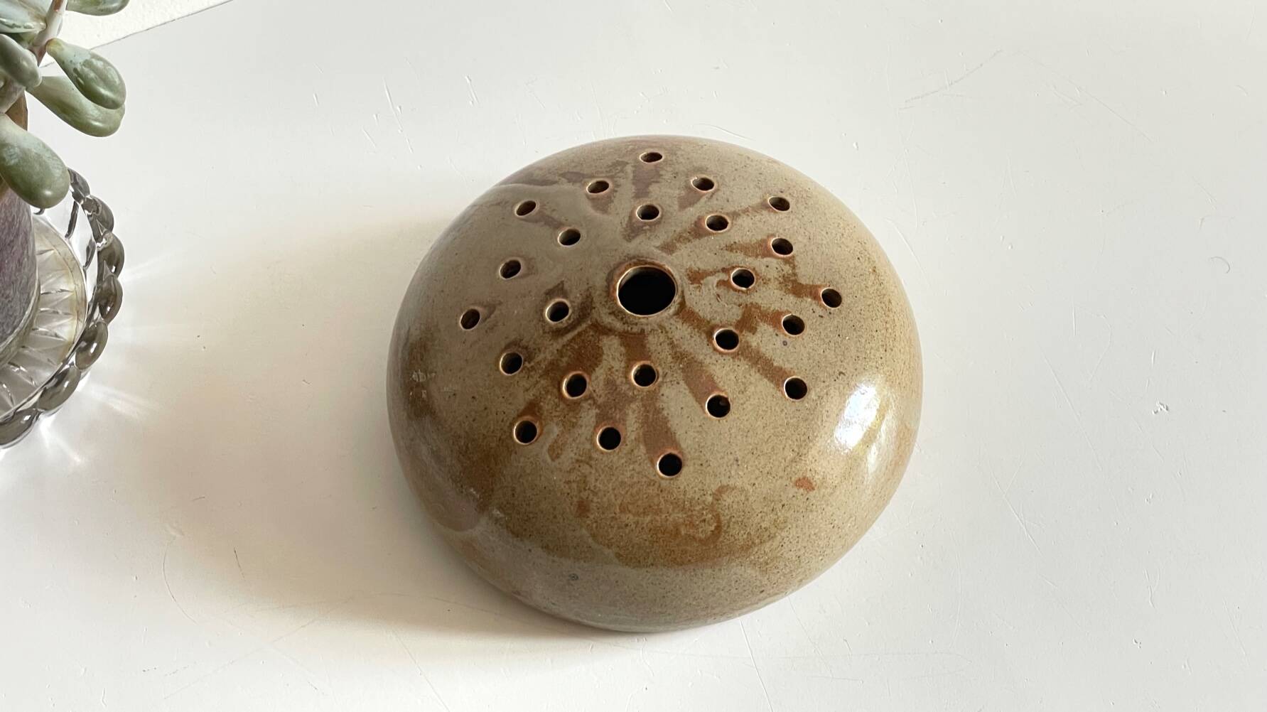 Vintage flower pick table centerpiece