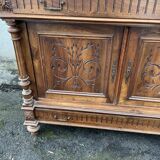 Henri II style low sideboard – carved wood and red marble top