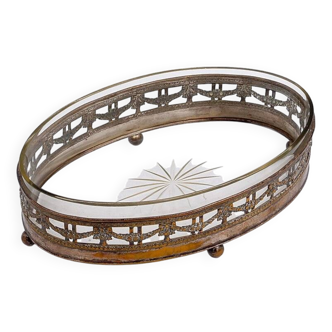 Louis XVI oval centerpiece in silver metal - 19th century