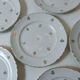 6 flat plates Moulin des Loups faience flowers vintage gold