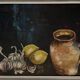 Tableau nature morte à la cruche aux ails et citrons