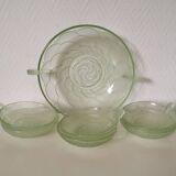 Art Deco dessert service in uraline, salad bowl and cup