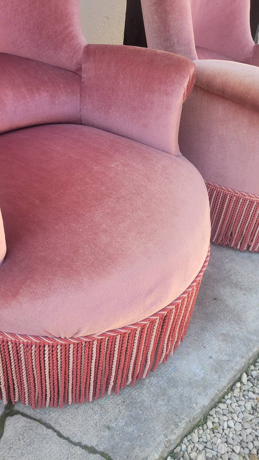 Série de 4 Fauteuils crapauds en velours ancien 1930s