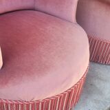 Série de 4 Fauteuils crapauds en velours ancien 1930s