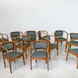 Armchair No. 715 Gustav Siegel for Kohn, Fabric and Wood, Austria, 1900s - New Upholstery