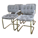 Vintage Italian dining chairs in brass, 1970s, set of 4