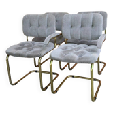 Chaises de salle à manger italiennes vintage en laiton, années 1970, lot de 4