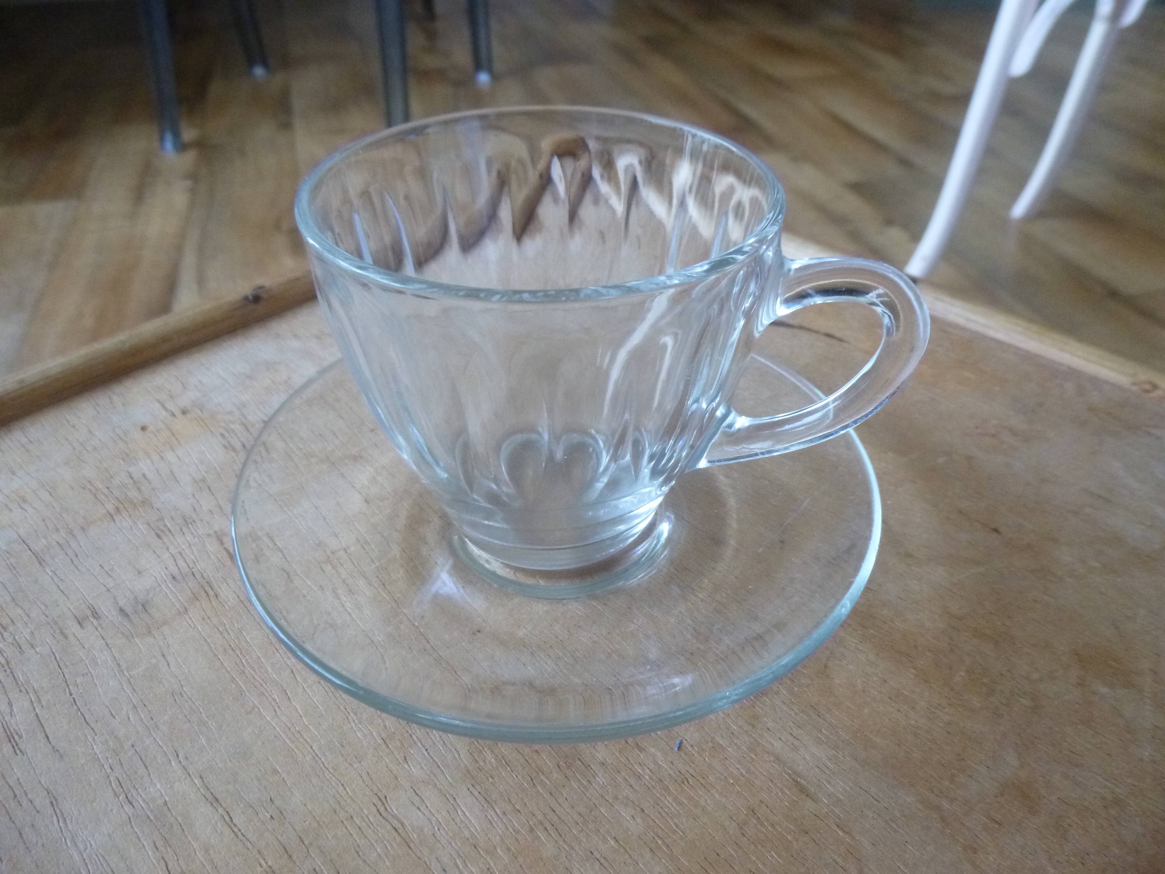 Vintage Duralex cups and saucers
