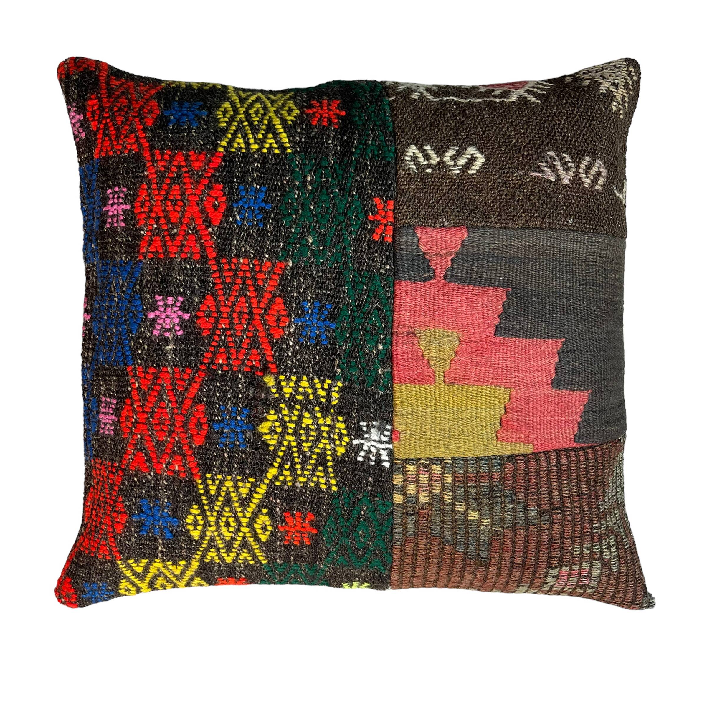 Vintage turkish kilim cushion cover , 55 x 55 cm