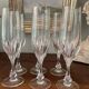 6 antique cut and engraved crystal champagne flutes