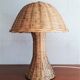 Rotin Lamp / Wicker Bedside Lamp / Mushroom-shaped Lamp / Bamboo / Vintage 1960 / Mid-Century