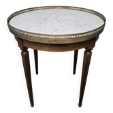 Table basse bouillotte de style Louis XVI, plateau en marbre