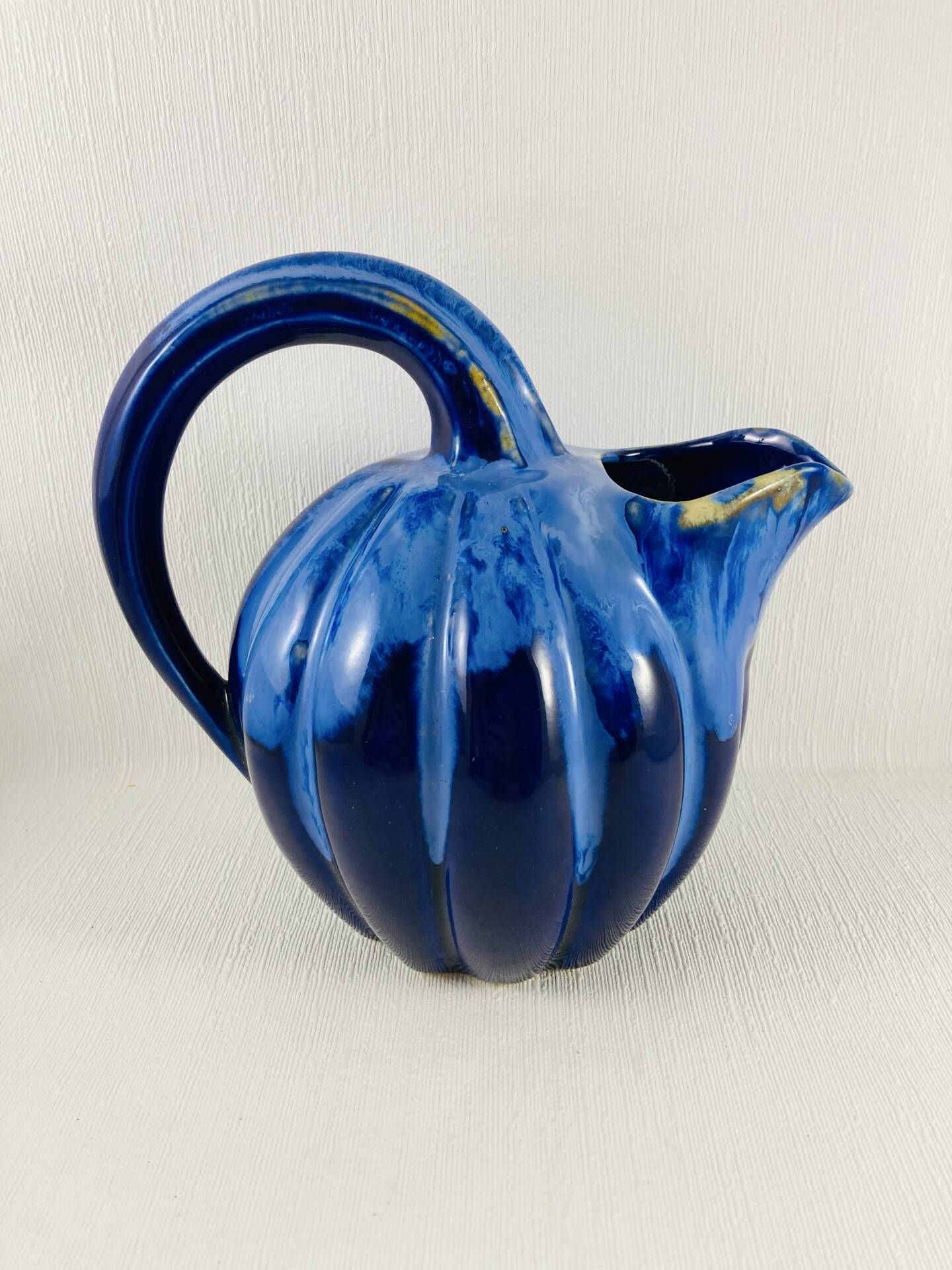 Pichet melon 1,2l grès flammé bleu cobalt alpho 199 - saint-uze vintag