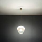 70s space age ufo lamp – vintage dual-color acrylic pendant light made in italy