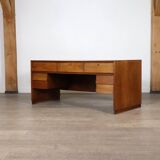 Curved Directors desk in walnut, Italy 1940s