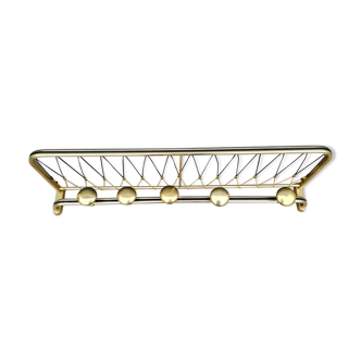 Patère of the 60s in gilded metal and scoubidous