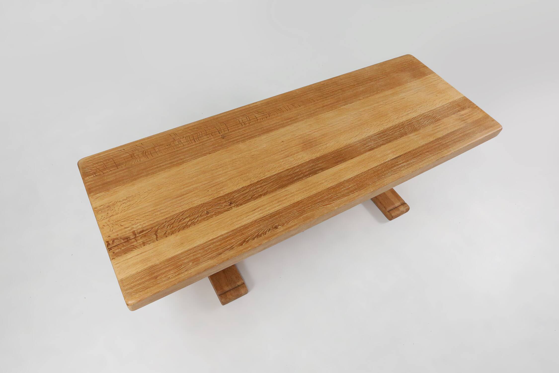 Rustic mid-century French dining table in oak from the 1950s
