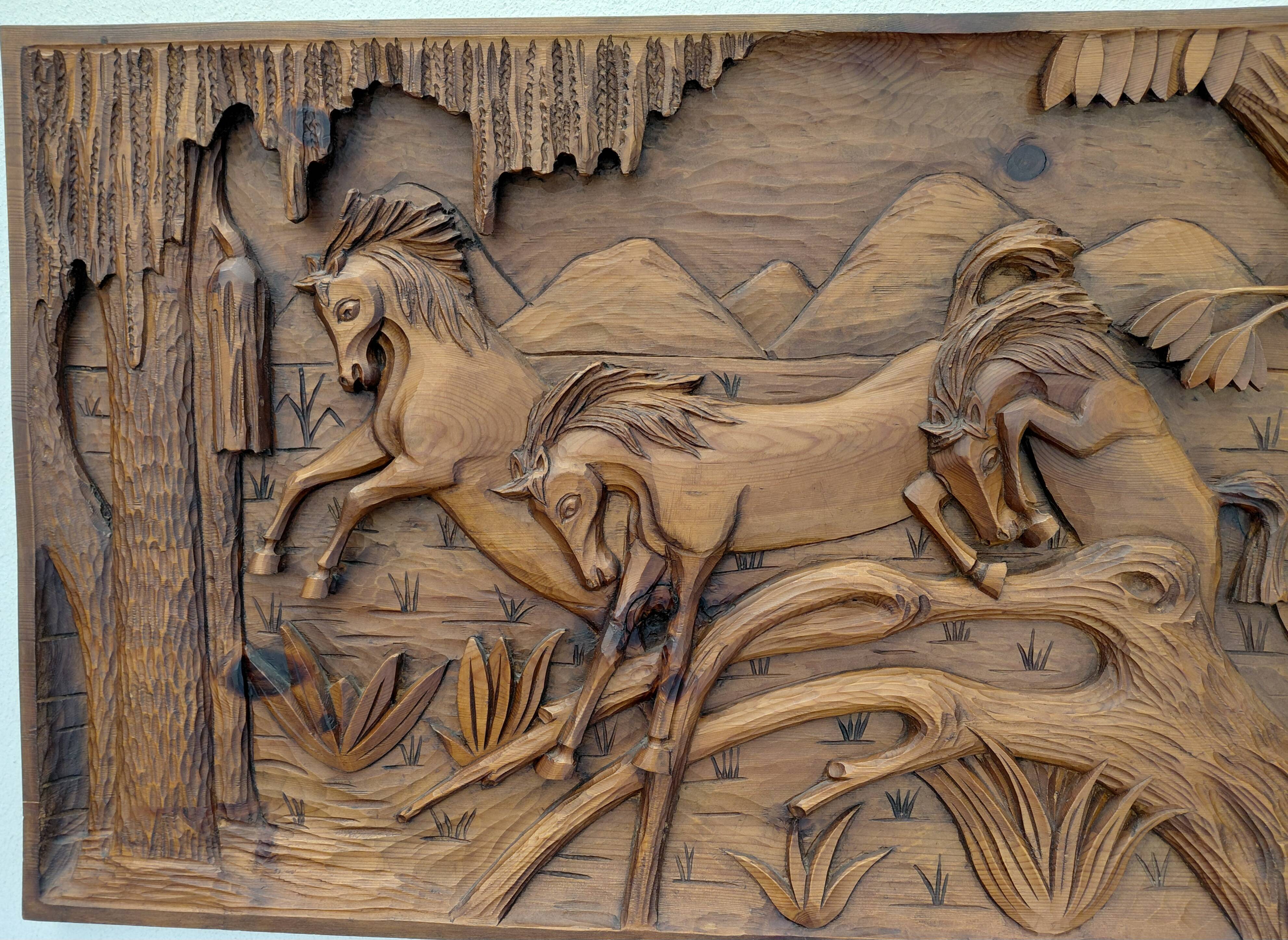 Wooden relief painting