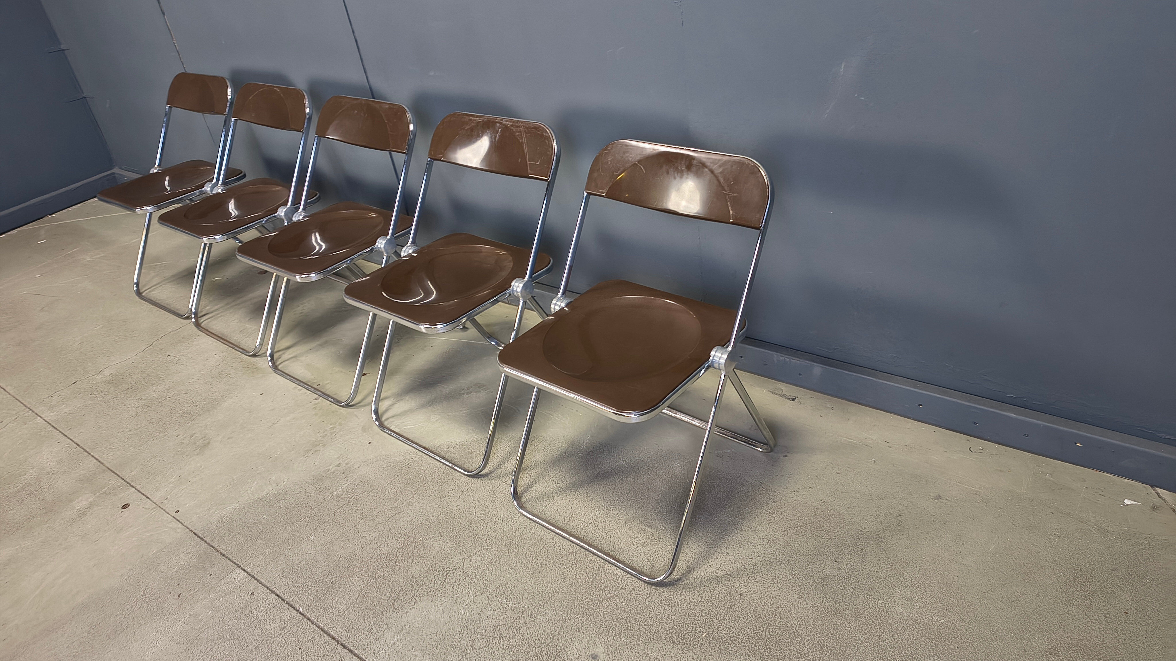 Vintage folding chairs Plia Giancarlo Piretti for Castelli, 1970s, set