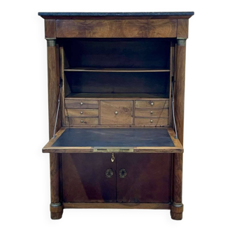 Empire period secretary in walnut, oak and black marble top