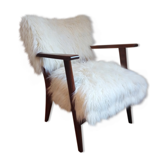 Fauteuil vintage style moumoute