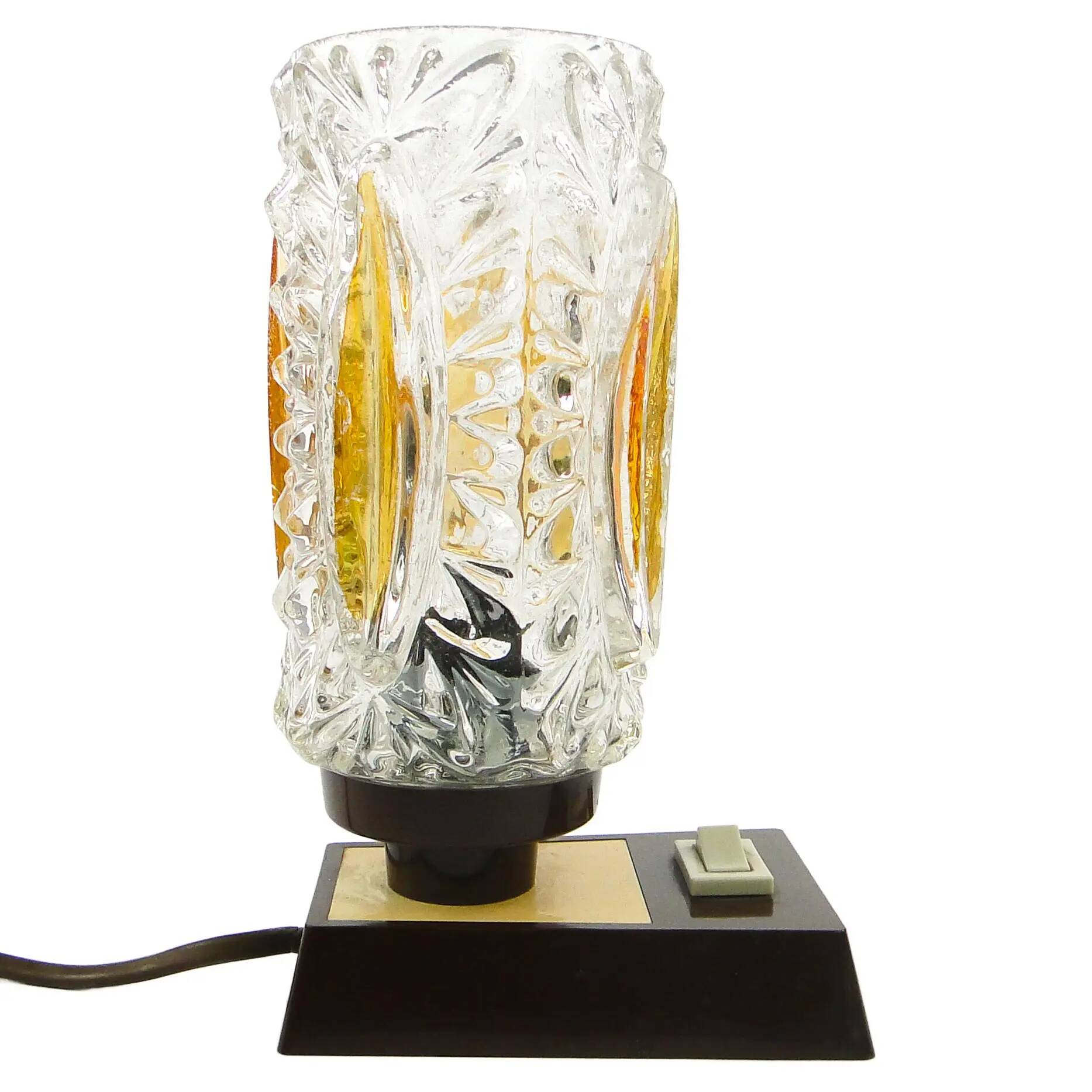 Mid-century modern bedside lamp, glass, Germany, 1970s