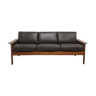 Hans olsen three seater sofa in leather and rosewood