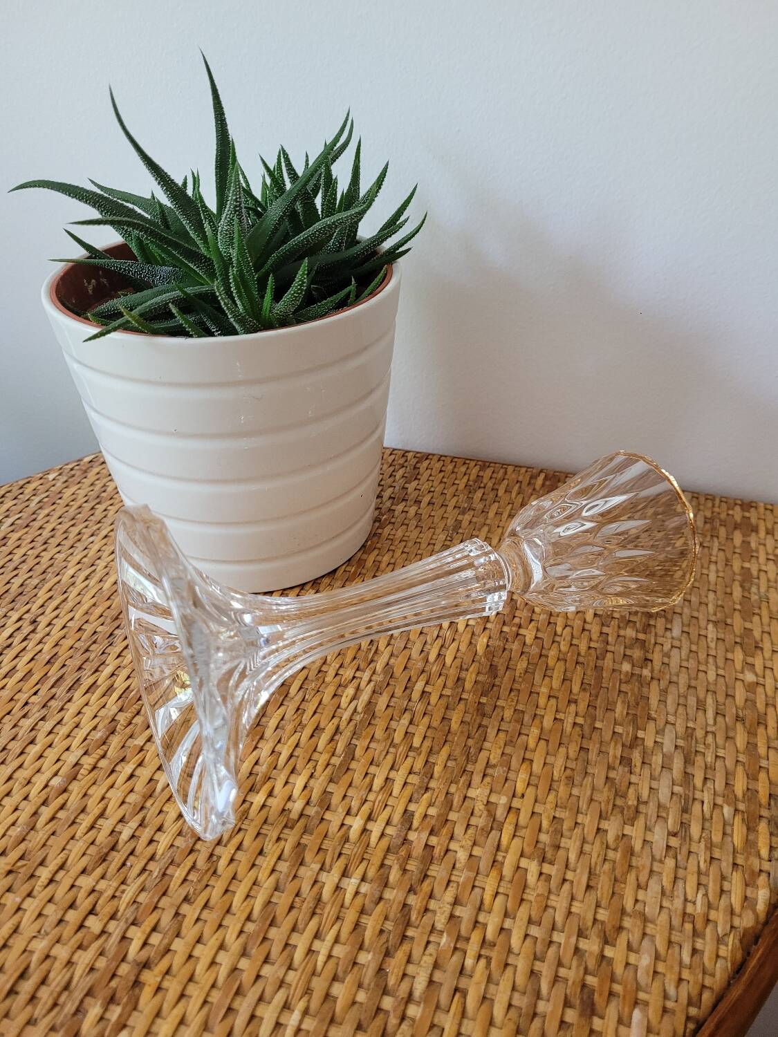 Crystal candlestick with golden rim