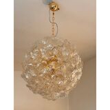 Italian Glass Chandelier Sputnik in Gold and Clear and Gold Fl
