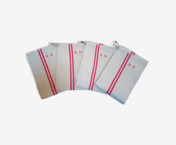 4 torchons anciens monogramme