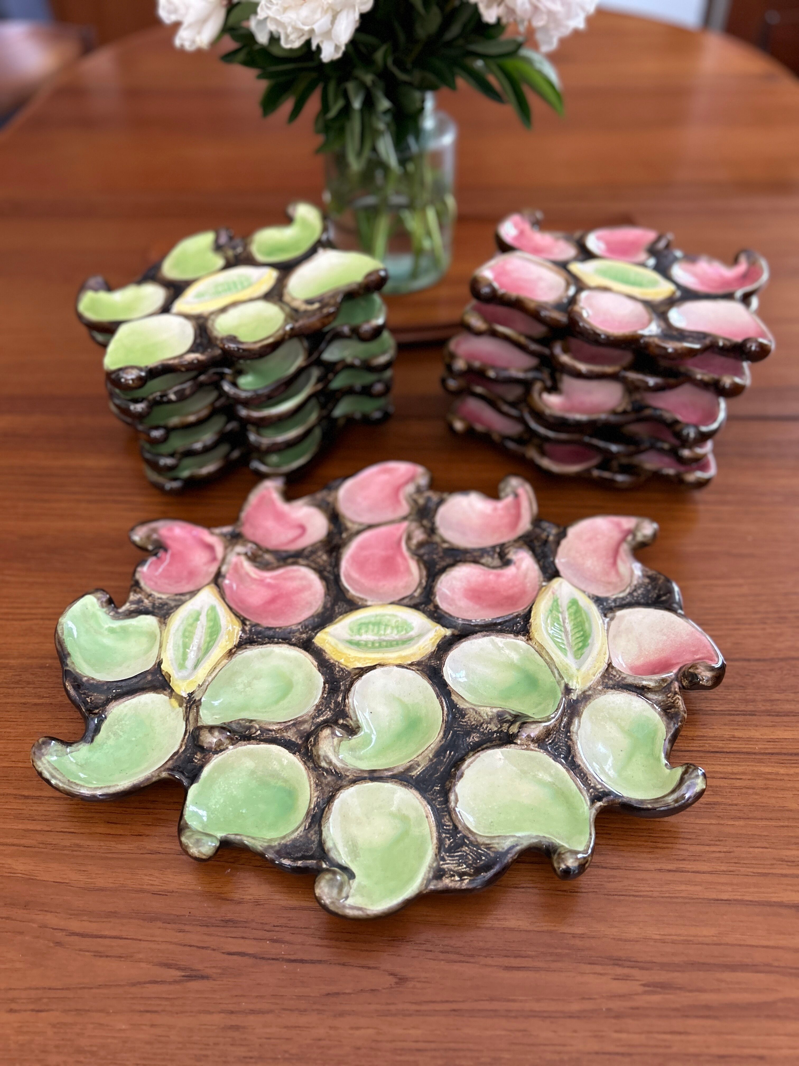 Vallauris majolica ceramic oyster set 1950