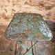 Vintage French bistro table in riveted iron – folding (1920s)