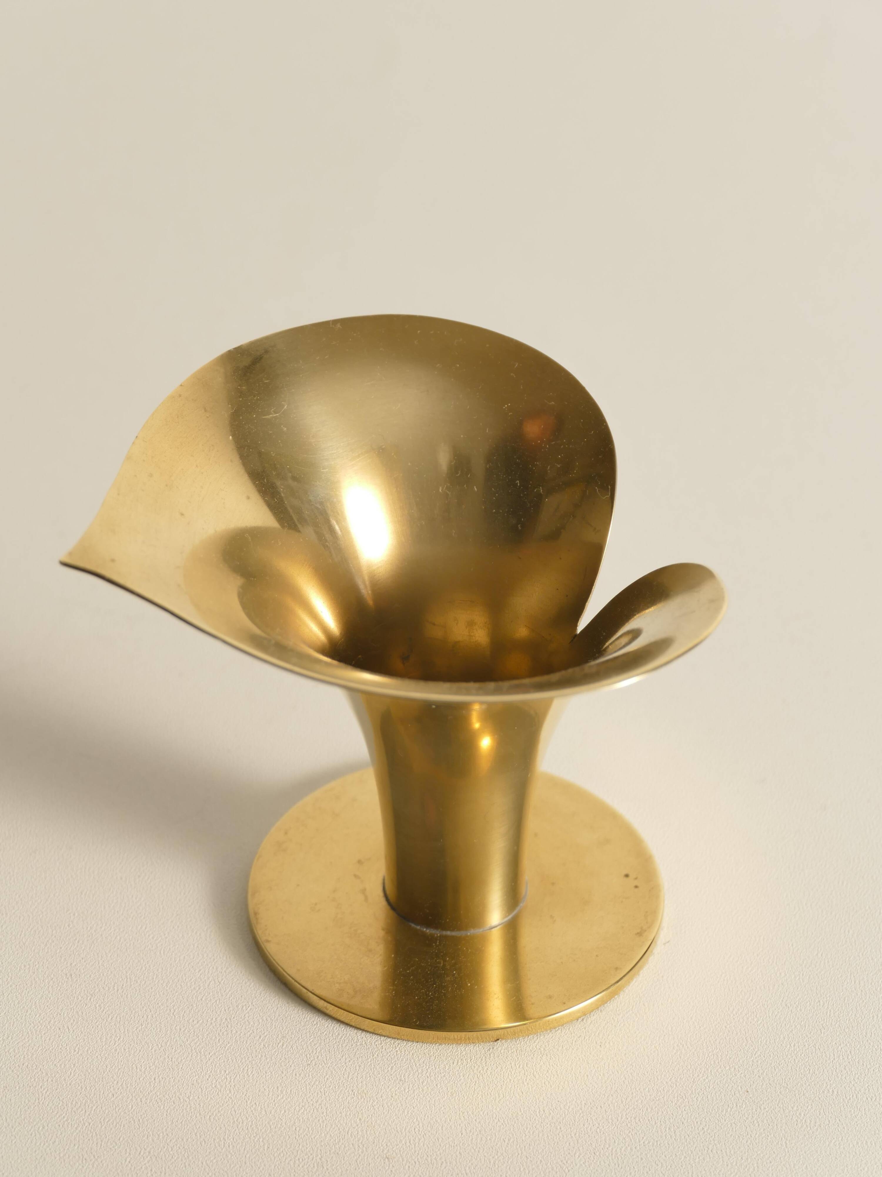 Art Deco Brass Calla Lily Candle Holder by Carl-Einar Borgström for Ystad-Metall