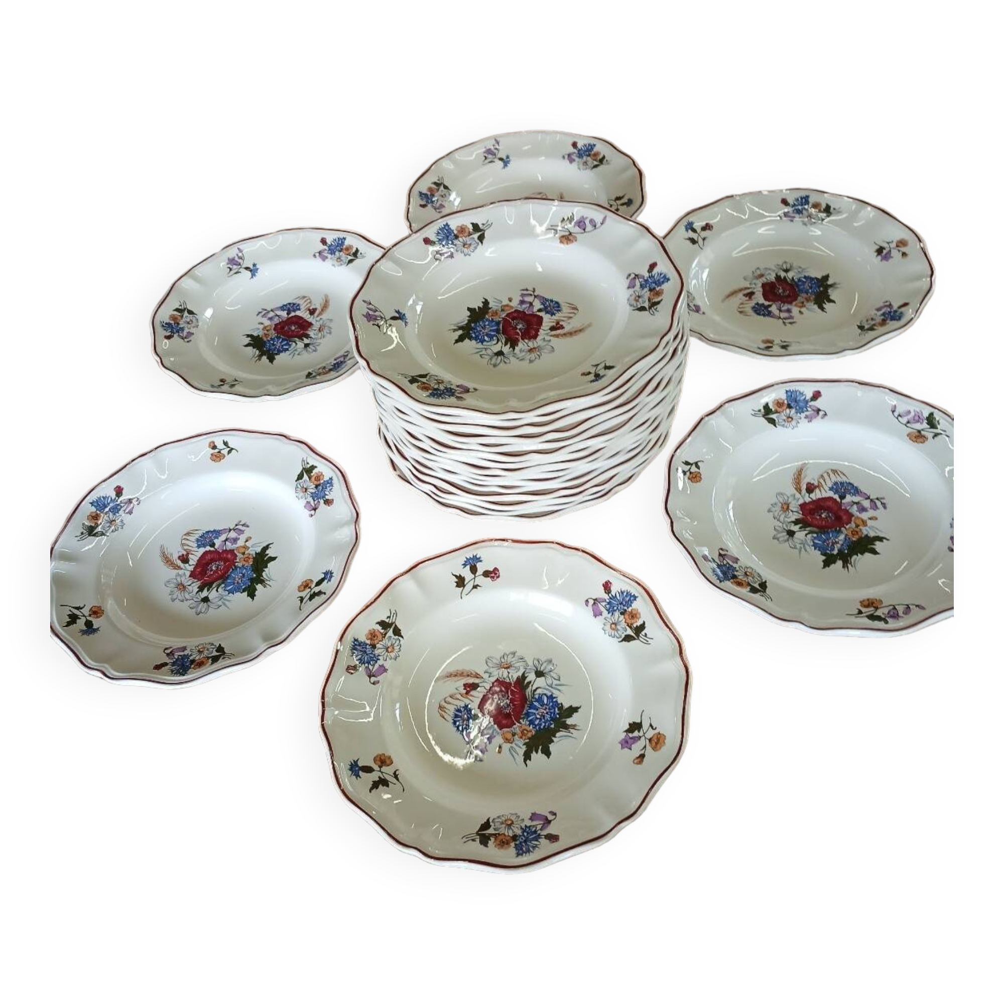 21 old Sarreguemines soup plates
