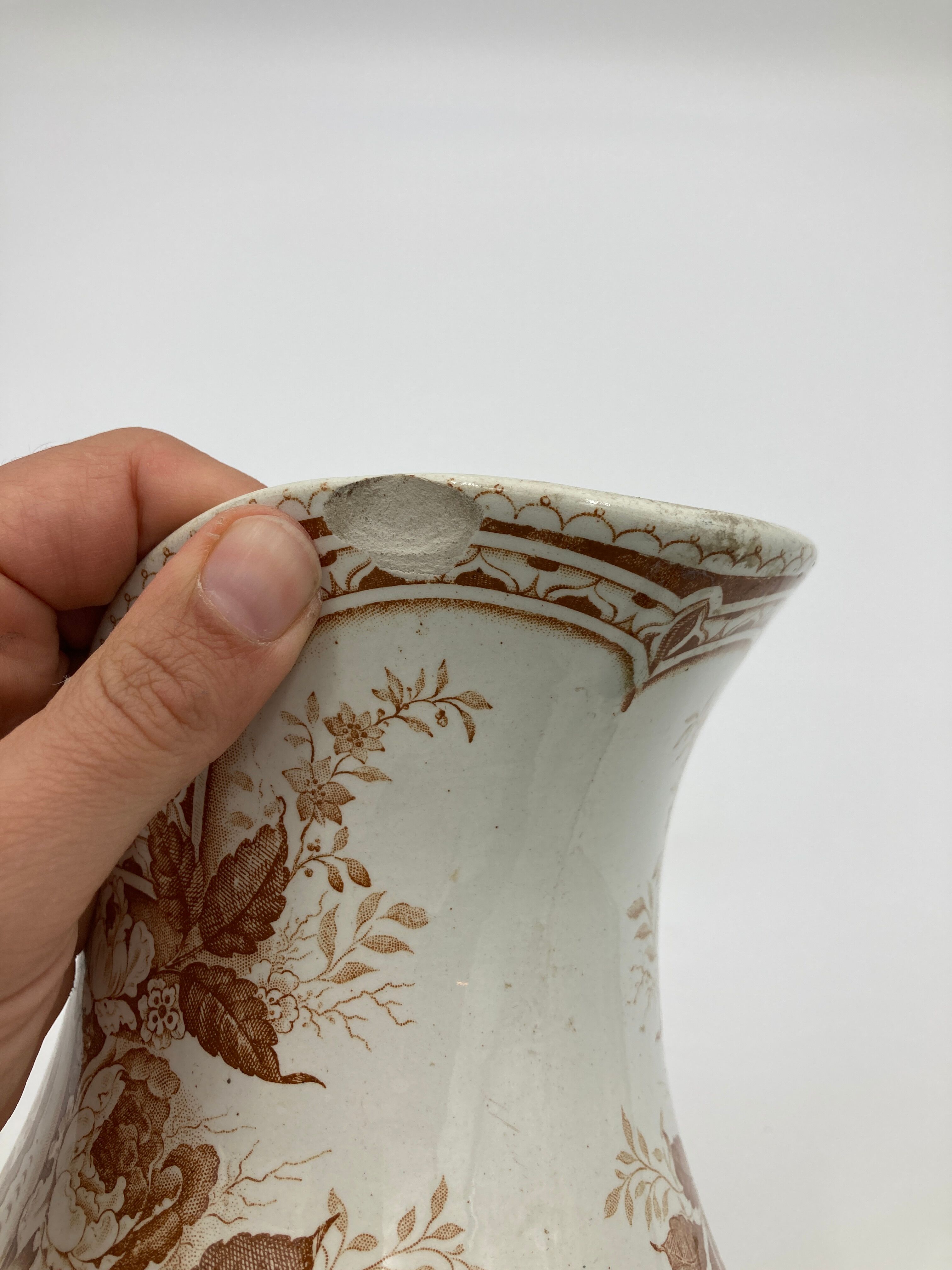 Faience pitcher Creil and Montereau Rinceaux