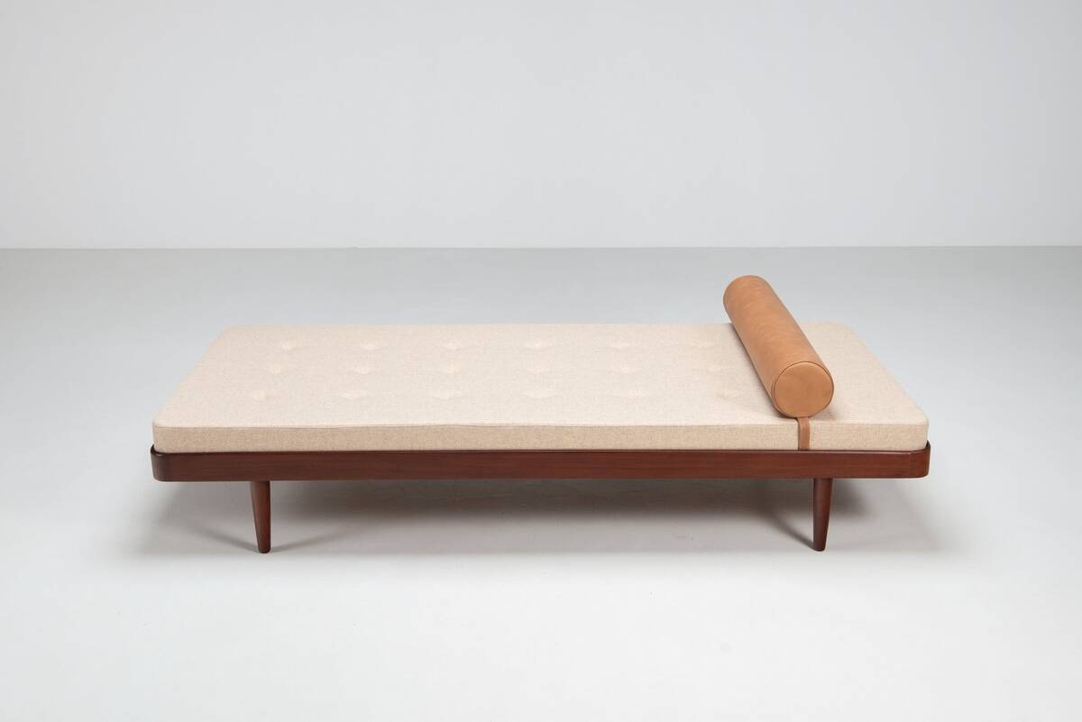 Danish daybed in teak and fabric, mid-century Denmark 1960