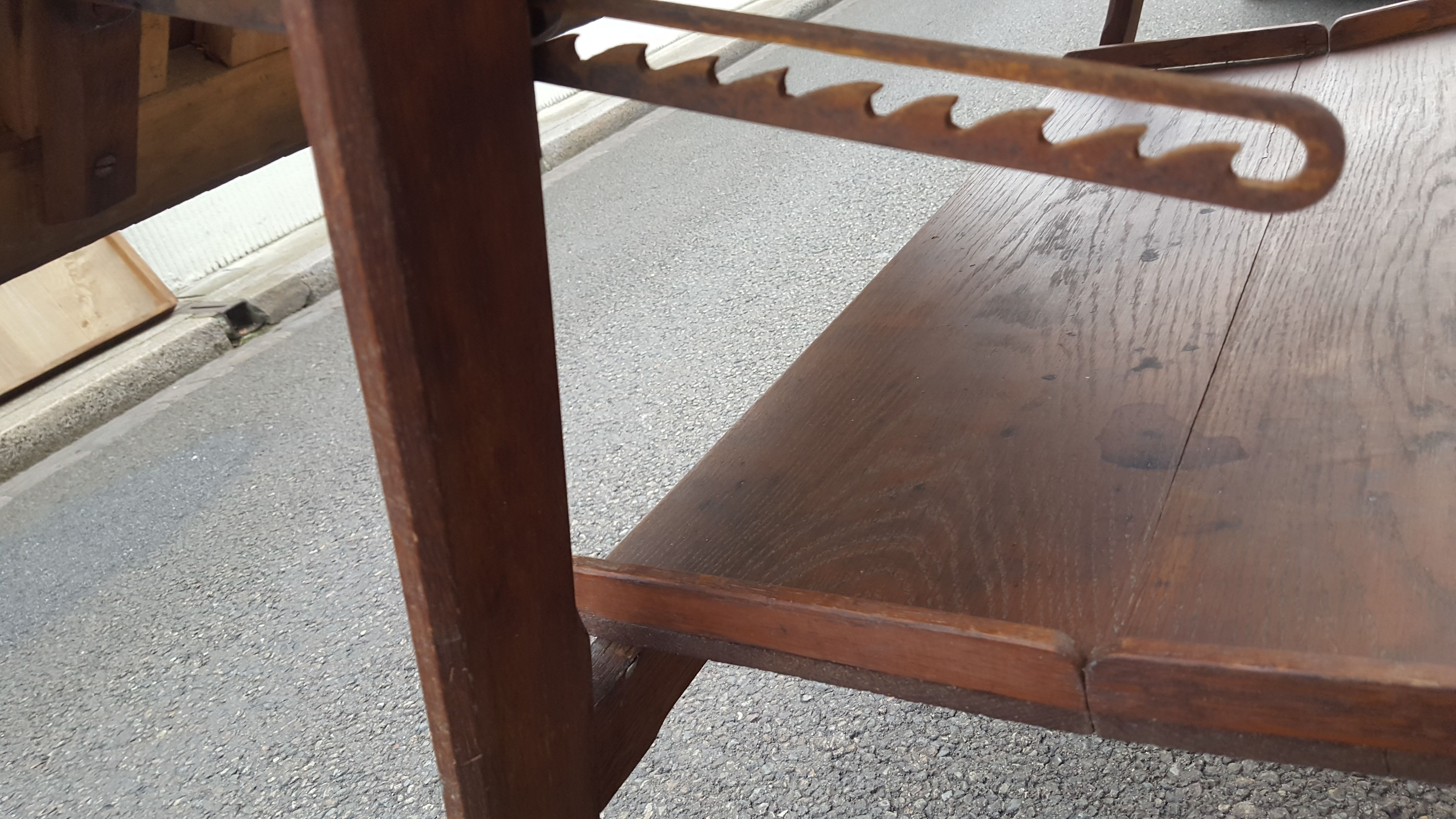 Drawing table wood and vintage metal