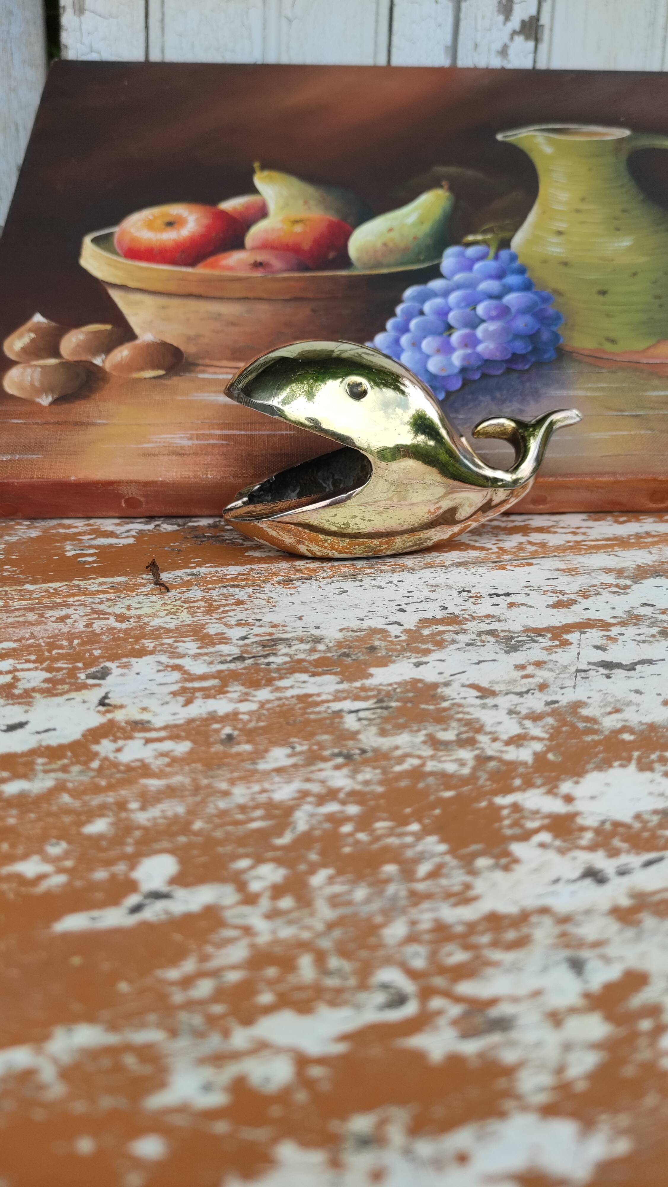 Old gilded brass ashtray